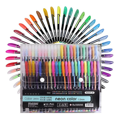 60pz De Plumas De Gel Neón Colores Mixtos Pastel Glitter Negro | MercadoLibre