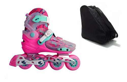 Patines Freeskate Ajustables Bota Transparente+mochila