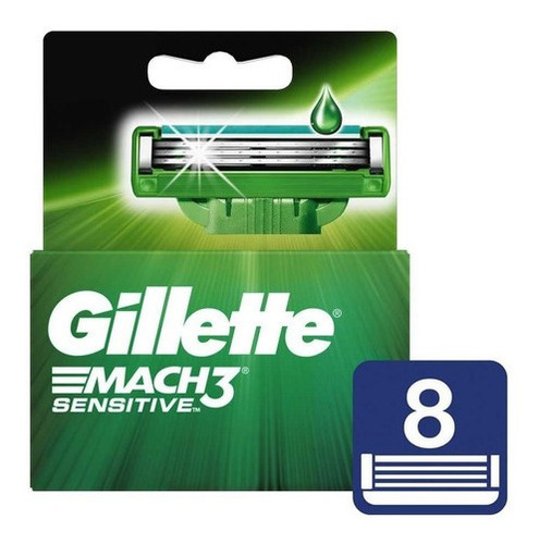 Gillette Repuesto Para Afeitar Mach3 Sensitive 8 Unidades