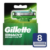 Gillette Repuesto Para Afeitar Mach3 Sensitive 8 Unidades