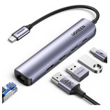 Adaptador Hub Tipo C Ugreen 5 En 1 Hdmi 4k Usb 3.0 Ethernet