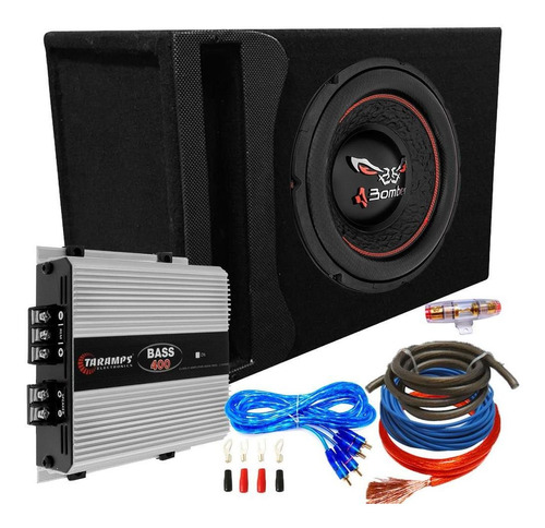 Combo Subwoofer Bomber 12 400w Cajon Potencia 400 Kit Cables