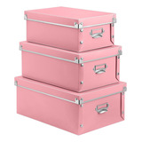 Seekind - Caja De Almacenamiento Con Tapas Y Asas Color Rosa