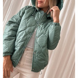 Campera Inflable Liviana Tipo Puffer Mujer Con Capucha