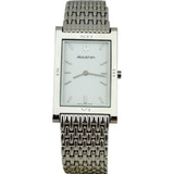 Reloj Bulova Accutron Rectangular Inox Plateado Fondo Blanco