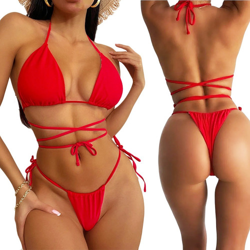 Traje Baño Bikini Mujer Triángulo Sexy Push Up Copa Completo