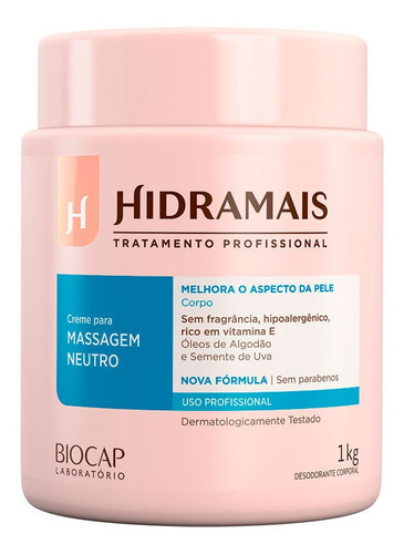 Creme Neutro Para Massagem Hidramais 1kg - Fórmula Nova