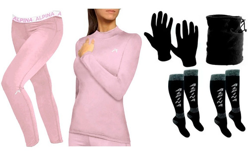 Conjunto Termico Alpina + Guantes + Cuello + 2p Medias Cuo