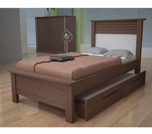 Cama Solteiro Com Auxiliar, 100% Mdf, 2 Gavetas - Bom Pastor Bi Box Plus