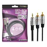 Cabo Auxiliar P2 Estereo X 2rca Blindado Profissional 2m