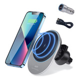 Magnetic Wireless Car Charger, 15w Fast Charging For Magsaf.