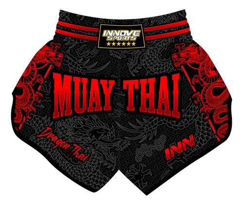 Short Muay Thai Dragon Thai Vermelho Unissex Curto