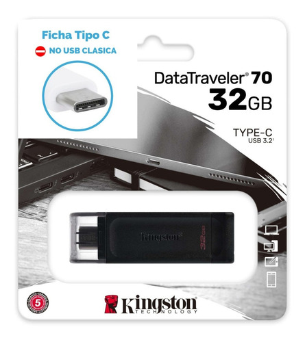 Pendrive Kingston Datatraveler 70 Dt70 32gb 3.2 Gen 1 Type C