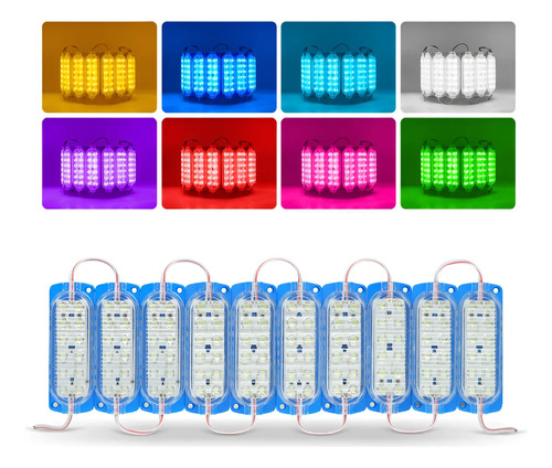 10 Módulos Led Tiras De Luces Reforzado Ip65 Varios Colores