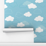 Papel De Parede Adesivo Nuvens Céu Azul Quarto Infantil 3m
