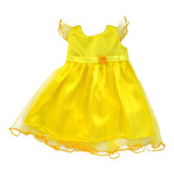 Vestido Estilo Princesa Amarillo Con Tul, Talles 4 Al 12
