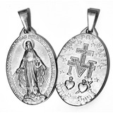 Medalla Y Cadena Virgen Medalla Milagrosa Catolico En Acero