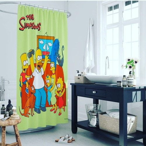 Cortina De Baño Ducha Los Simpson Tela Poliester Amalfi