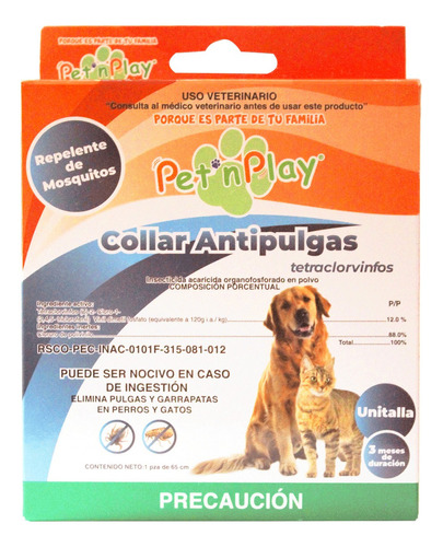 Collar Antipulgas Pet & Play Perros Raza Pequeña Y Gatos