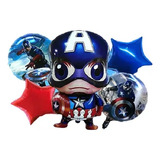 Set  5 Globos Metalizado Capitan America Avengers Cumpleaños