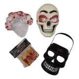 Pack 6: Máscara Calavera Con Accesorios Halloween
