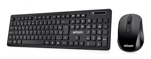 Kit Teclado + Mouse Sem Fio Slim Abnt2 Wireless Exbom S1000f