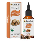 Rootsgro Aceite De Ricino Puro 100% Organico, Certificado Po