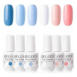 Esmalte De Uñas - Gellen Gel Nail Polish Kit - Blue Peach 6 