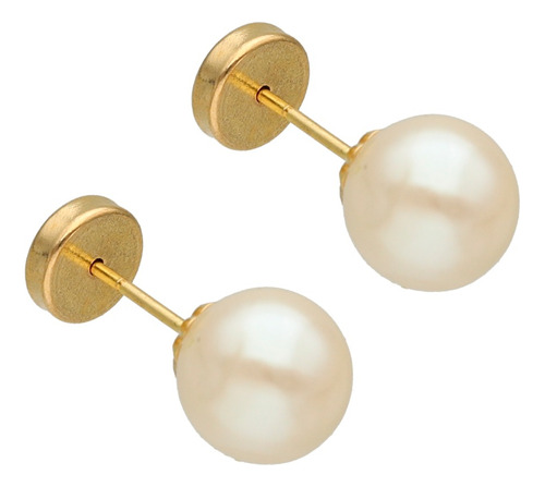 Aros Abridores Oro Lili 18k Perla 6mm Li-115 - Envio Gratis