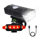 Kit Sinalização Bike C/ Farol Luz Ultra Led Recarregável Usb