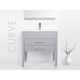 Mueble De Baño Curve De Pie Con Bacha Loza Gris 60cm - Campi