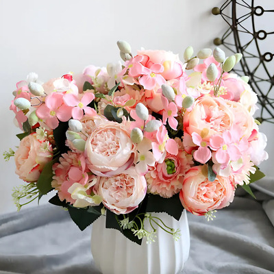5 Piezas Ramo Peonía Flores Artificial Decoración Boda Hogar Color Dark Pink | MercadoLibre