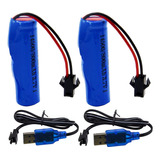 2 Baterias Recargables De Litio  3.7 V 500 Mah Enchufe Sm