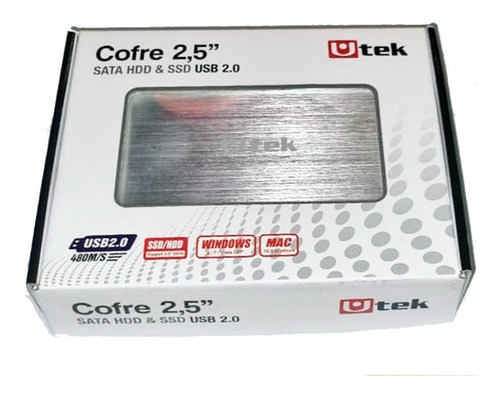 Cofre Disco Duro Sata 2.5 Plateado Usb 2.0 Aluminio Hdd020sv