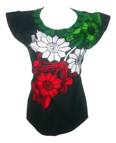 Blusa Artesanal Mexicana Tricolor Especial Septiembre