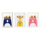 Kit 3 Quadros Quarto Menino, Menina, Infantil, Safari, Lindo