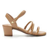 Sandalia Camel Con Taco Bajo Mujer Beira Rio