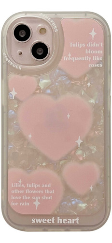 Funda Para iPhone Con Corazones Brillante + Cristal Templado