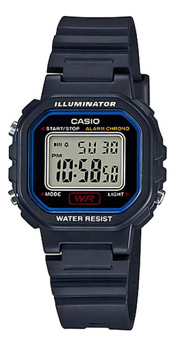 Reloj Casio Retro Vintage Mujer La-20wh-1c Crono Gtia 2 Años Color De La Malla Negro Color Del Bisel Negro Azul Color Del Fondo Gris