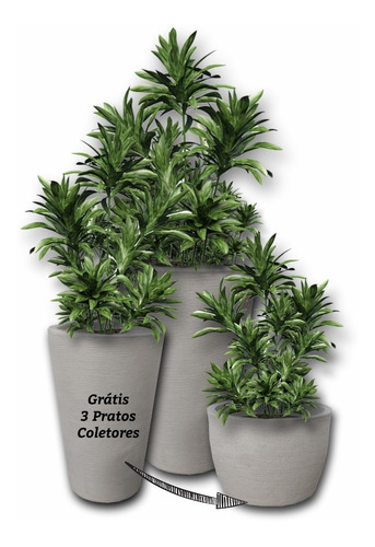 Jogo Vasos Grd Clássico Decor Plantas Casa Jardim 3 Tamanhos