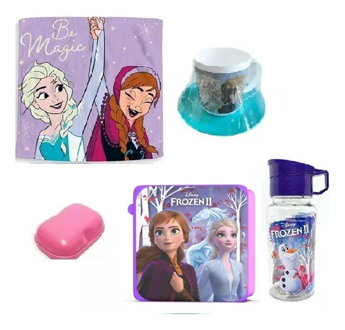 Frozen Set De  Jardin Taza Toalla Cantimplora Taper Jabonera