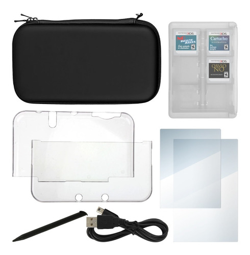 Combo New 2ds Xl / New 3ds Xl Funda + Mica + Crystal Case + Stylus + Usb | Envio Gratis