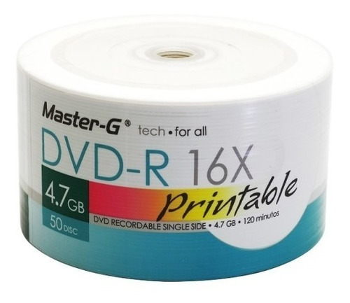 Pack 200 Unidades Dvd-r Virgen Master-g Imprimibles 16x