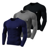 Kit 3 Camisetas Térmica Masculina Proteção Uv 50 Manga Longa