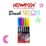 Caneta Brush Neon Newpen Yasmin Galvão - 6 Unidades