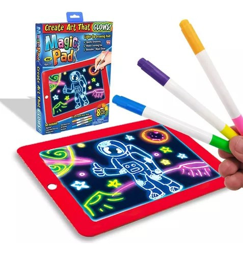 Tableta De Dibujo Con Luz Led Magic Pad Con Marcadores Neon