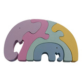 Juego Didáctico Rompecab. Elefante Madera Waldorf Montessori