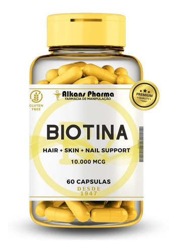 Biotina Vitamina B7 10.000 Mcg 60 Caps Com Nota E Laudo