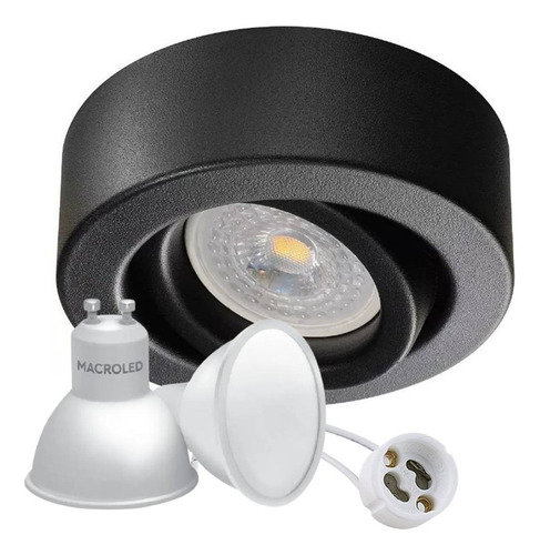 Spot Semi Embutido Negro + Dicroica Led 5w Macroled