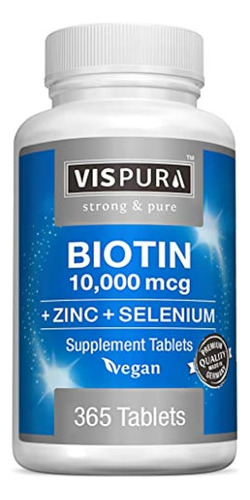 Vispura Biotina 10000 Mcg Zinc Selenio 365 Tabletas = El Mej